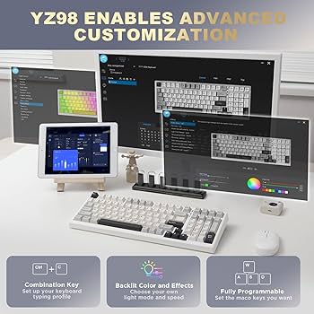 YUNZII YZ98 Gasket Mechanical Keyboard,99 Key Hot Swappable BT5.0